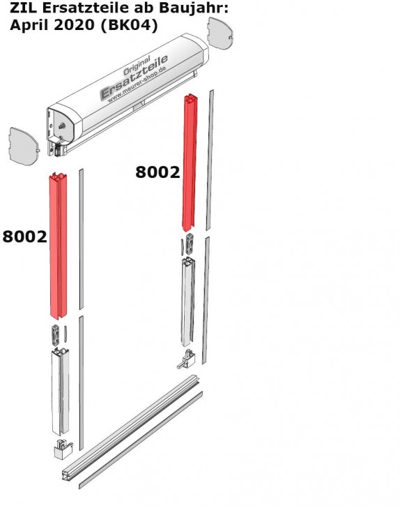 Velux Insektenschutz Rollo ZIL Verlängerungen 8002 Seitenprofile ZIL Oben Bj. 2020