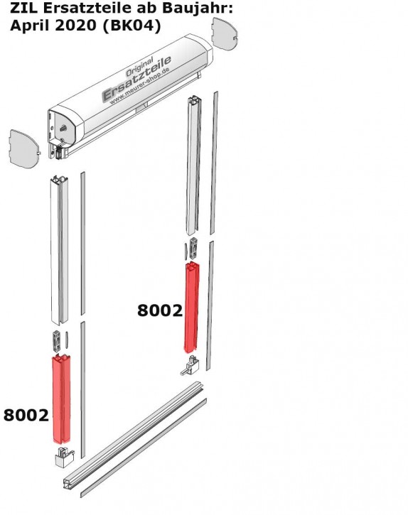 Velux Insektenschutz Rollo ZIL Verlängerungen 8002 Seitenprofile ZIL Unten Bj. 2020