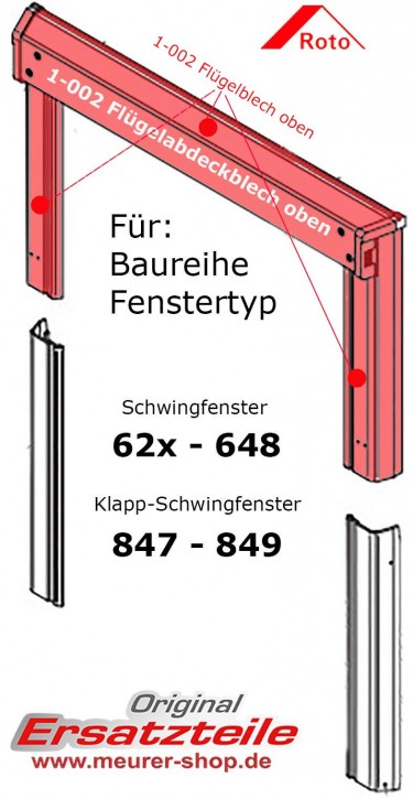 Flügelabdeckblech Komplett oben 6x/84x