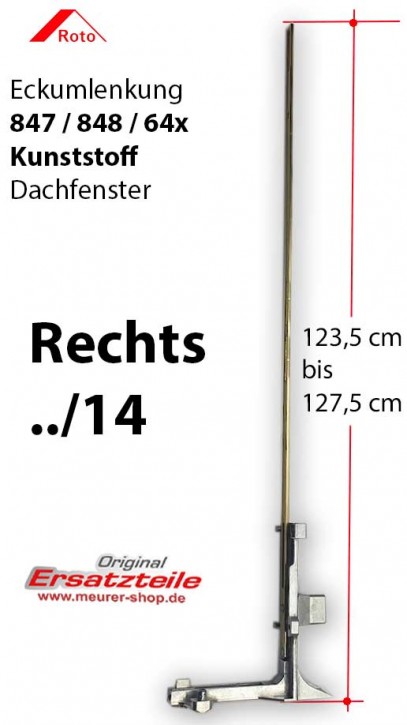 Eckumlenkung Roto Komplett 84x/64x K | Rechts ../14 (140cm)