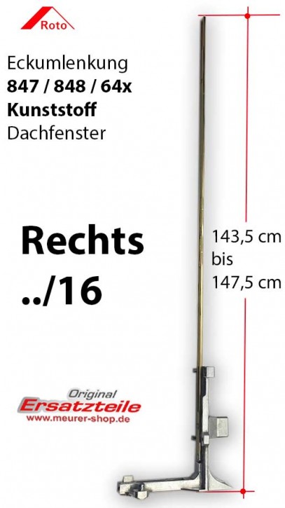 Eckumlenkung Roto Komplett 84x/64x K | Rechts ../16 (160cm)