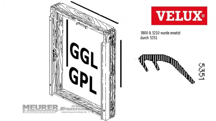 Velux Anschlagdichtung 5351/5210/5800 GGL/GPL Holz Dachfenster