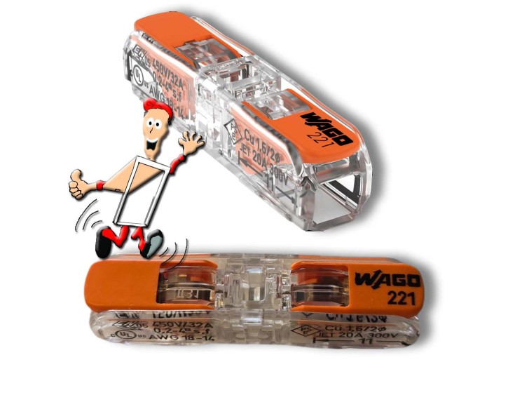 2 Stk. Wago Durchgangsverbinder mit Hebel für alle Leiterarten max. 4 mm