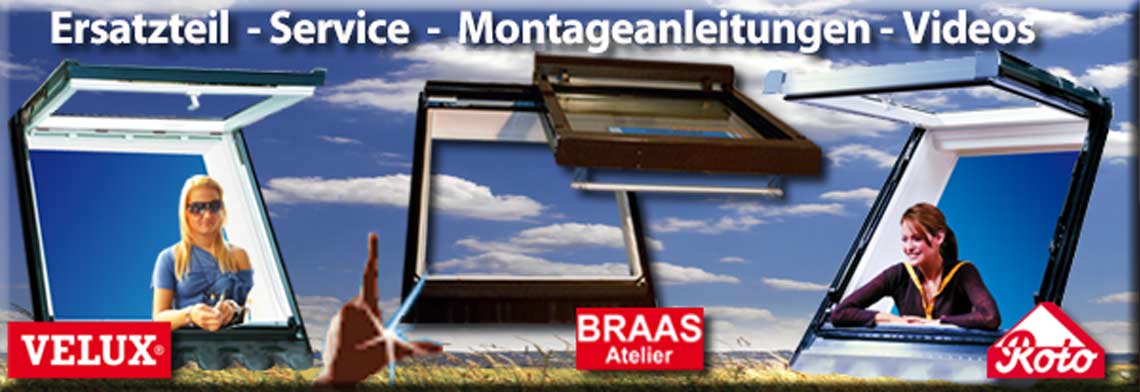 Ersatzteile für Dachfenster von Velux Roto und Braas system